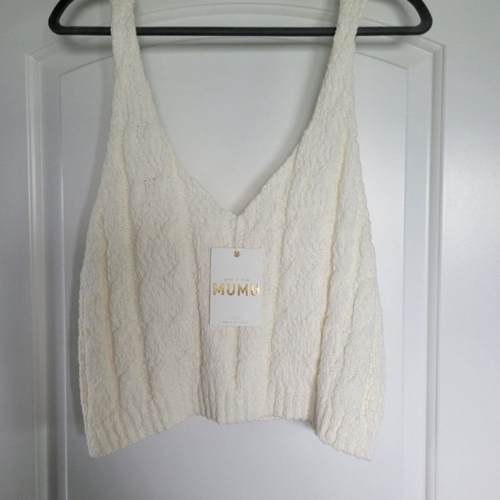 Show Me Your Mumu Trinity Tank in Cream Cable Knit NWT XL